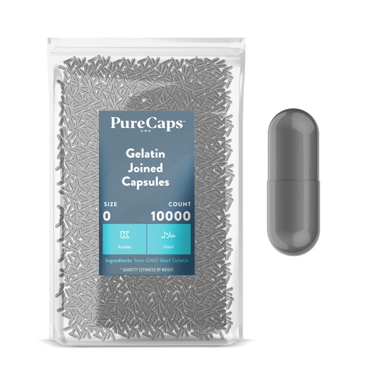 Size 0 Joined Metallic Gelatin Capsules