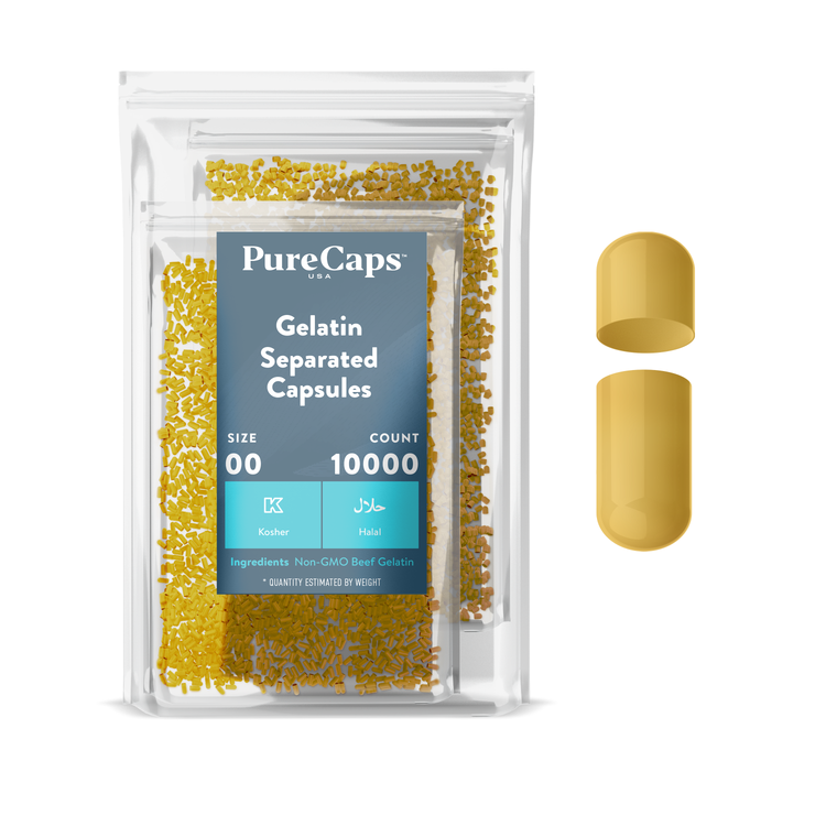 Size 00 Separated Metallic Gelatin Capsules