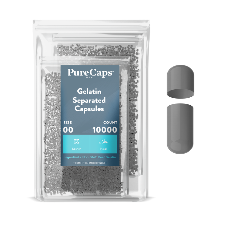 Size 00 Separated Metallic Gelatin Capsules