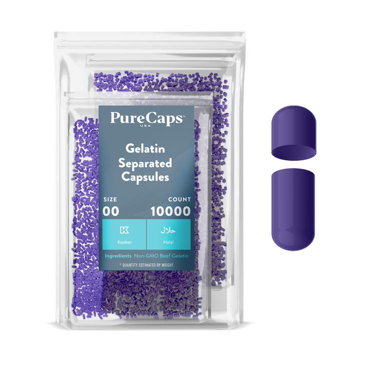Size 00 Separated Solid Gelatin Capsules