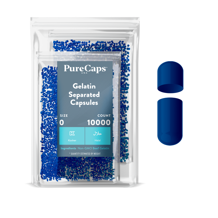 Size 0 Separated Solid Gelatin Capsules