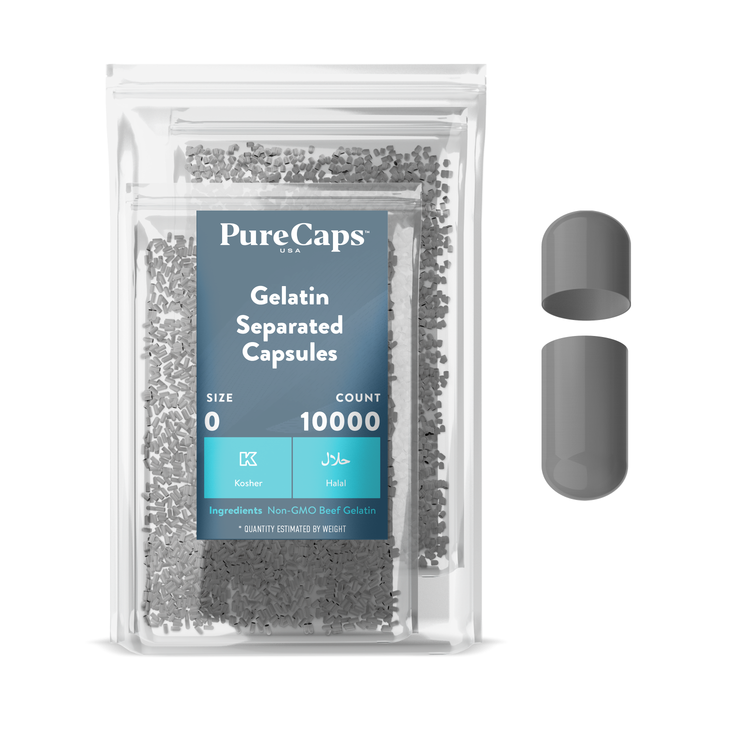Size 0 Separated Metallic Gelatin Capsules