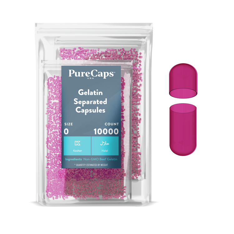 Size 0 Separated Solid Gelatin Capsules