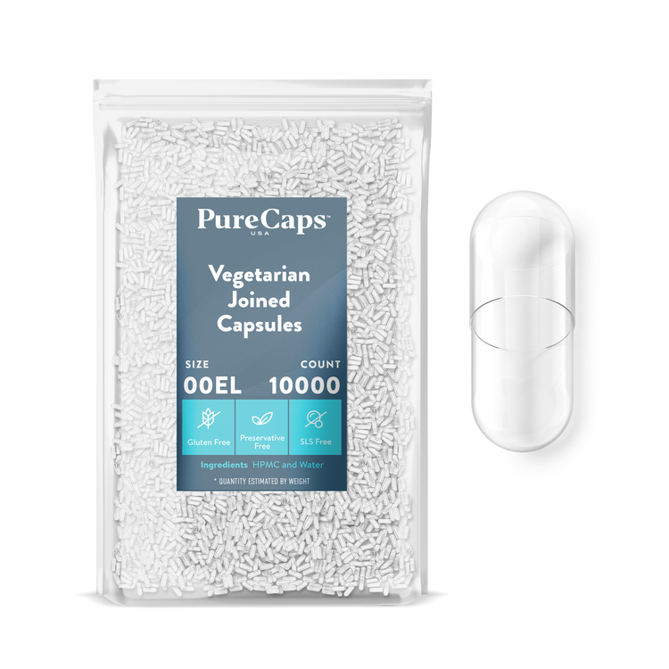 Size 00 Elongated Joined Clear Vegetarian Capsules