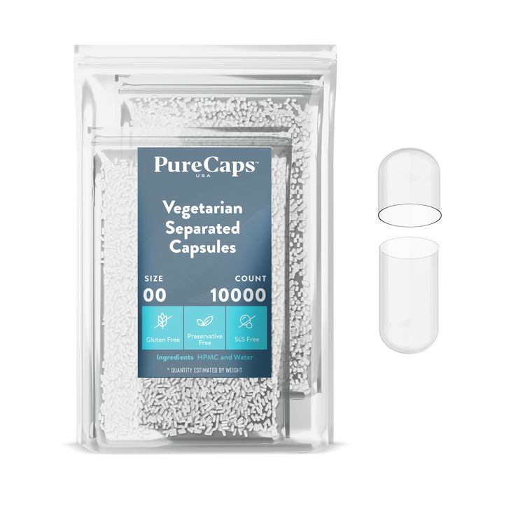 Size 00 Separated Clear Vegetarian Capsules