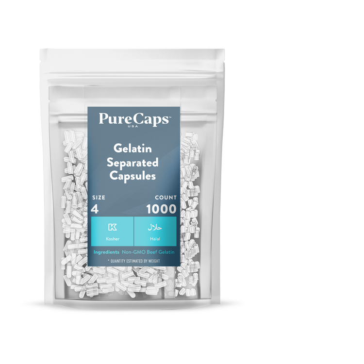 Size 4 Separated Clear Gelatin Capsules (Carton)