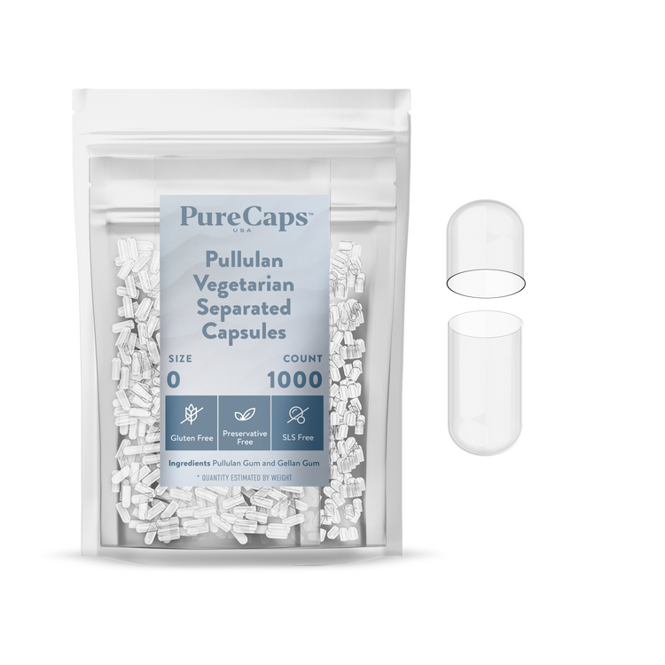 Size 0 Separated Clear Pullulan Capsules