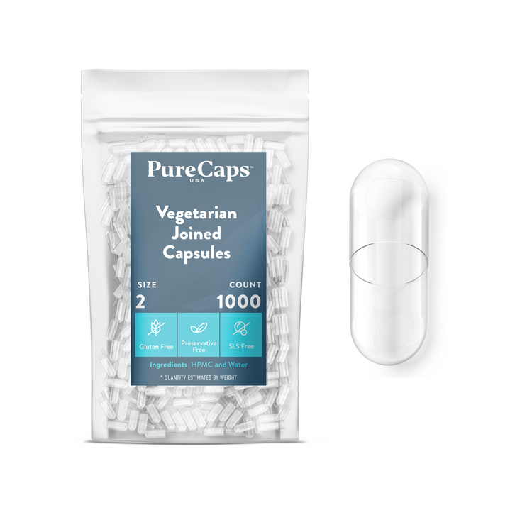 Size 2 Joined Clear Vegetarian Capsules