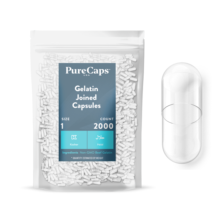 Size 1 Joined Clear Gelatin Capsules