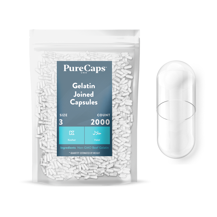 Size 3 Joined Clear Gelatin Capsules