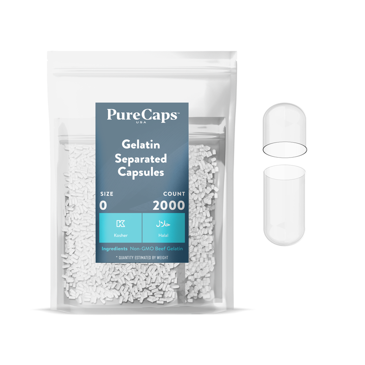 Size 0 Separated Clear Gelatin Capsules (Carton)