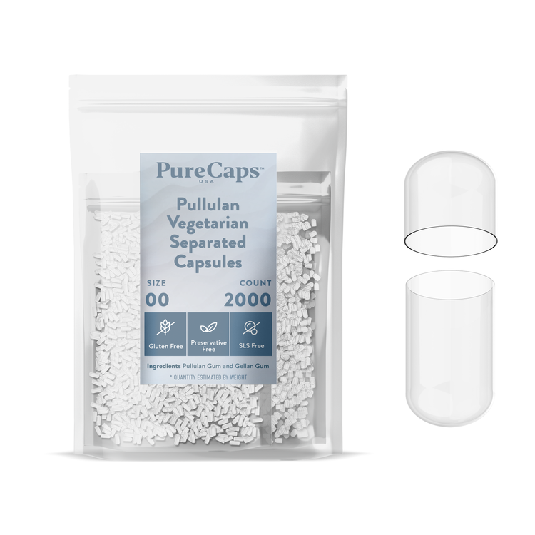 Size 00 Separated Clear Pullulan Capsules (Carton)