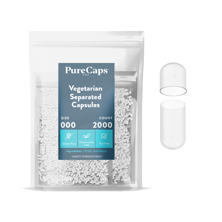 Size 000 Separated Clear Vegetarian Capsules