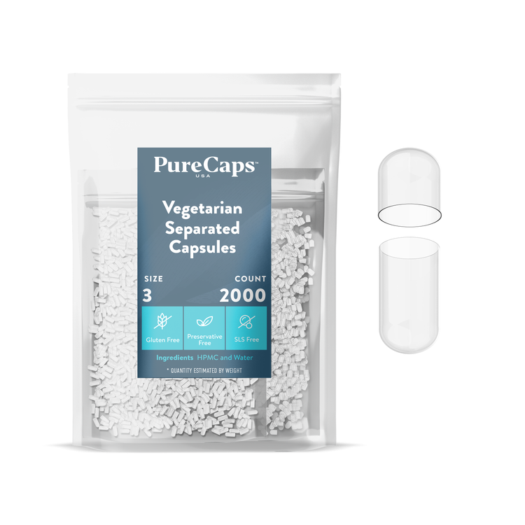 Size 3 Separated Clear Vegetarian Capsules (Carton)