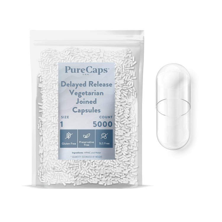 Size 1 Joined Clear Delayed Release Vegetarian Capsules