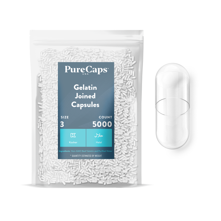 Size 3 Joined Clear Gelatin Capsules