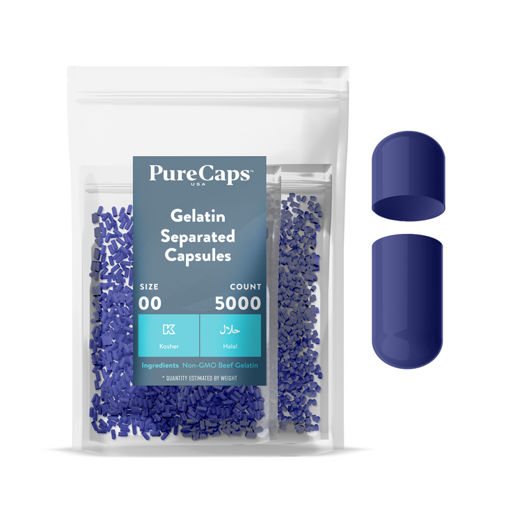 Size 00 Separated Metallic Gelatin Capsules