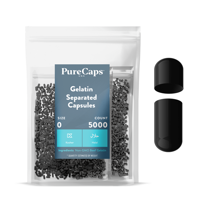 Size 0 Separated Solid Gelatin Capsules