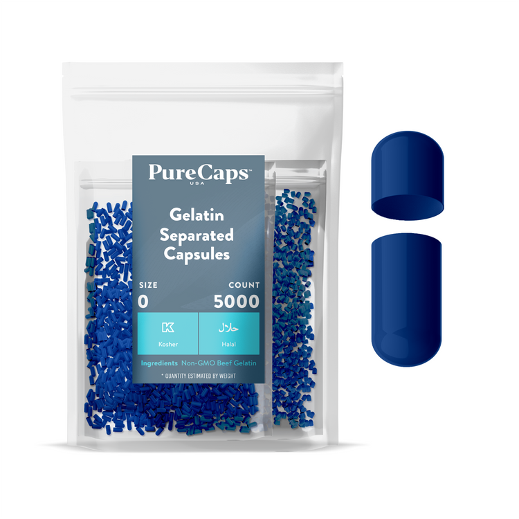 Size 0 Separated Solid Gelatin Capsules