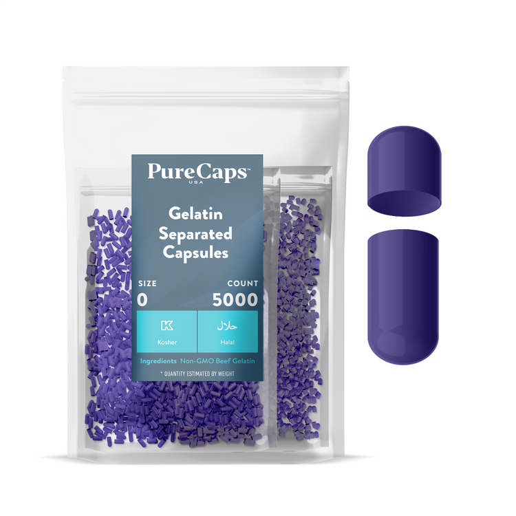 Size 0 Separated Solid Gelatin Capsules