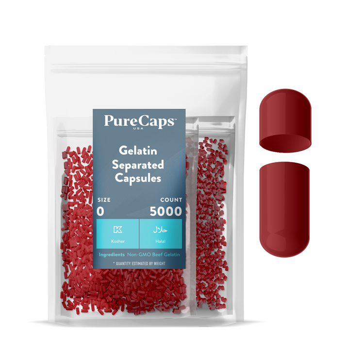 Size 0 Separated Solid Gelatin Capsules