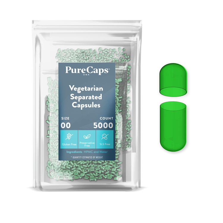 Size 00 Separated Solid Vegetarian Capsules