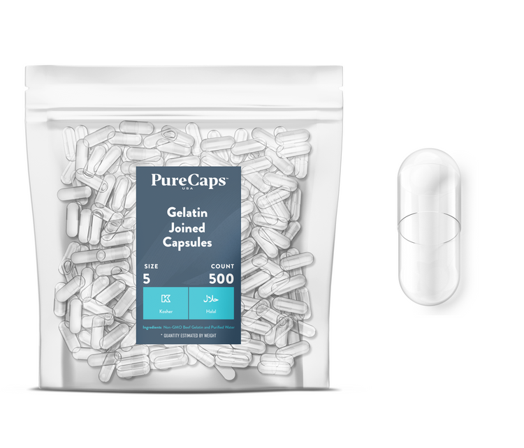 Size 5 Joined Clear Gelatin Capsules