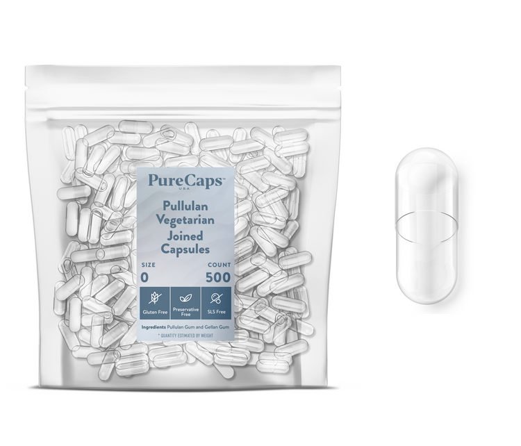 Size 0 Joined Clear Pullulan Capsules