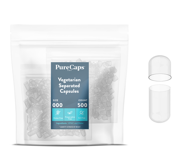 Size 000 Separated Clear Vegetarian Capsules