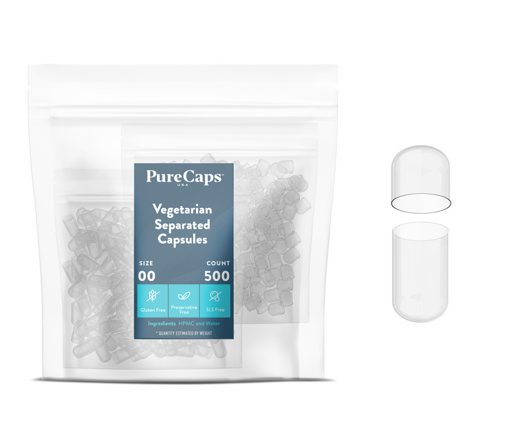 Size 00 Separated Clear Vegetarian Capsules