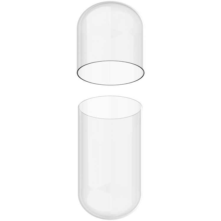 Size 2 Separated Clear Vegetarian Capsules