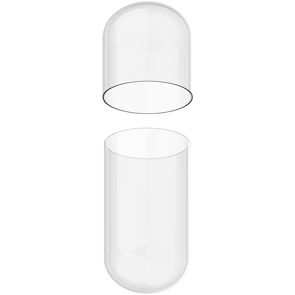 Size 0 Separated Clear Delayed Release Vegetarian Capsules