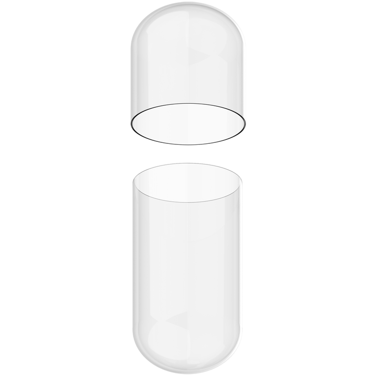 Size 2 Separated Clear Gelatin Capsules