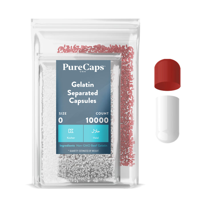 Size 0 Separated Two-Toned Gelatin Capsules