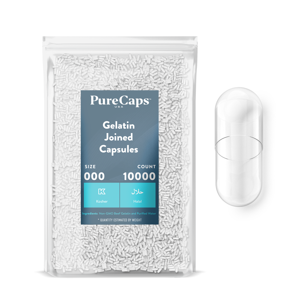 Size 000 Joined Clear Gelatin Capsules (Carton)