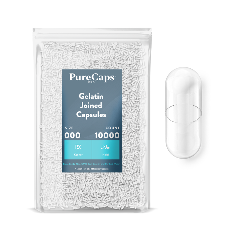 Size 000 Joined Clear Gelatin Capsules (Carton)