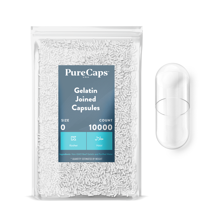 Size 0 Joined Clear Gelatin Capsules (Carton)