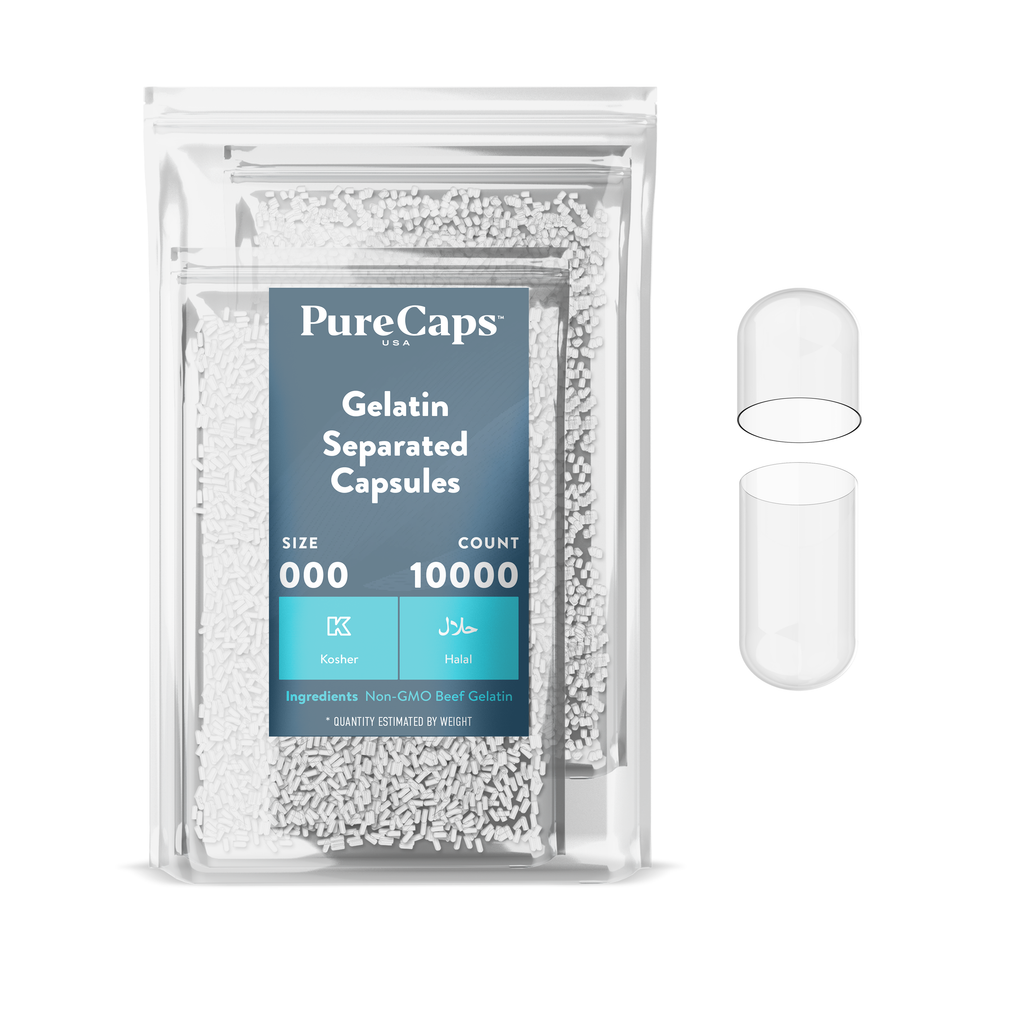 Size 000 Separated Clear Gelatin Capsules (Carton)