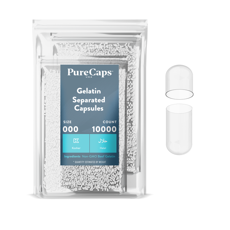 Size 000 Separated Clear Gelatin Capsules (Carton)