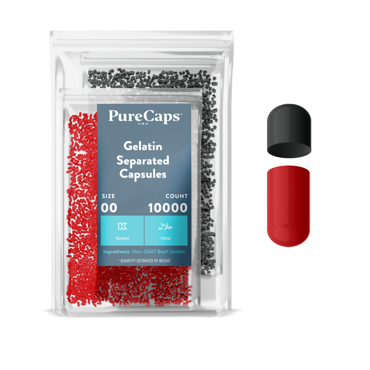 Size 00 Separated Two-Toned Gelatin Capsules