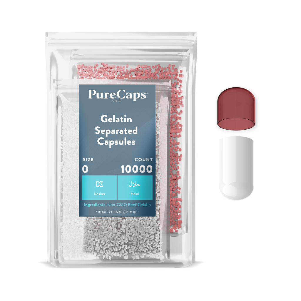 Size 0 Separated Two-Toned Gelatin Capsules