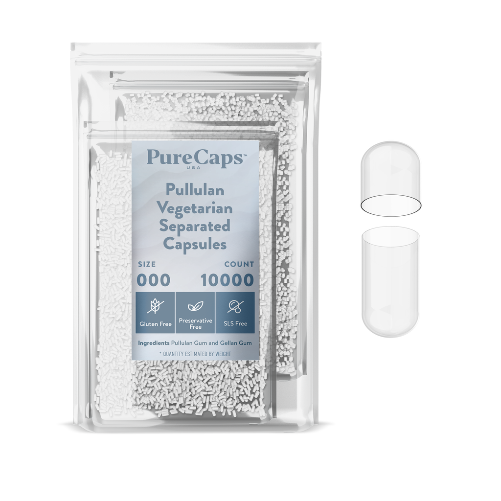 Size 000 Separated Clear Pullulan Capsules (Carton)