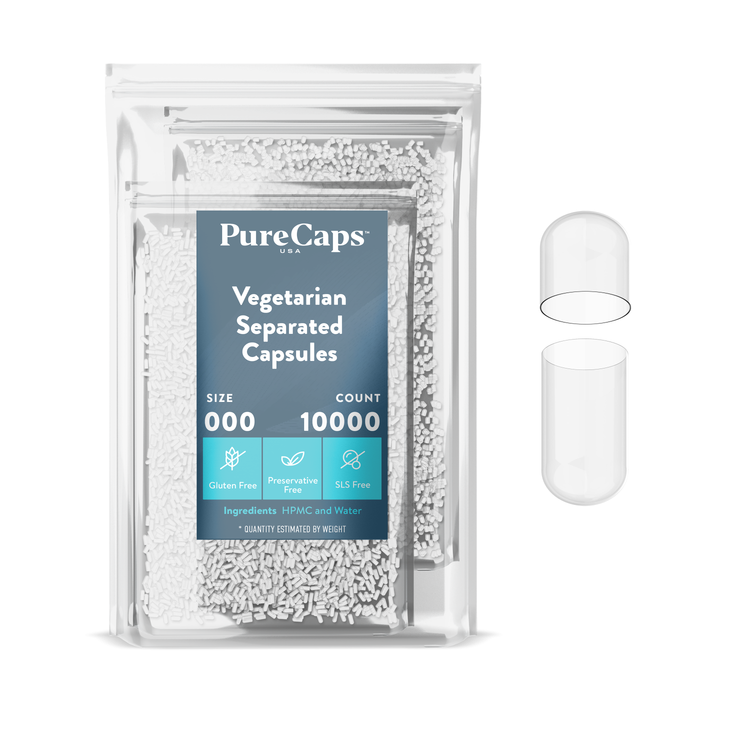 Size 000 Separated Clear Vegetarian Capsules