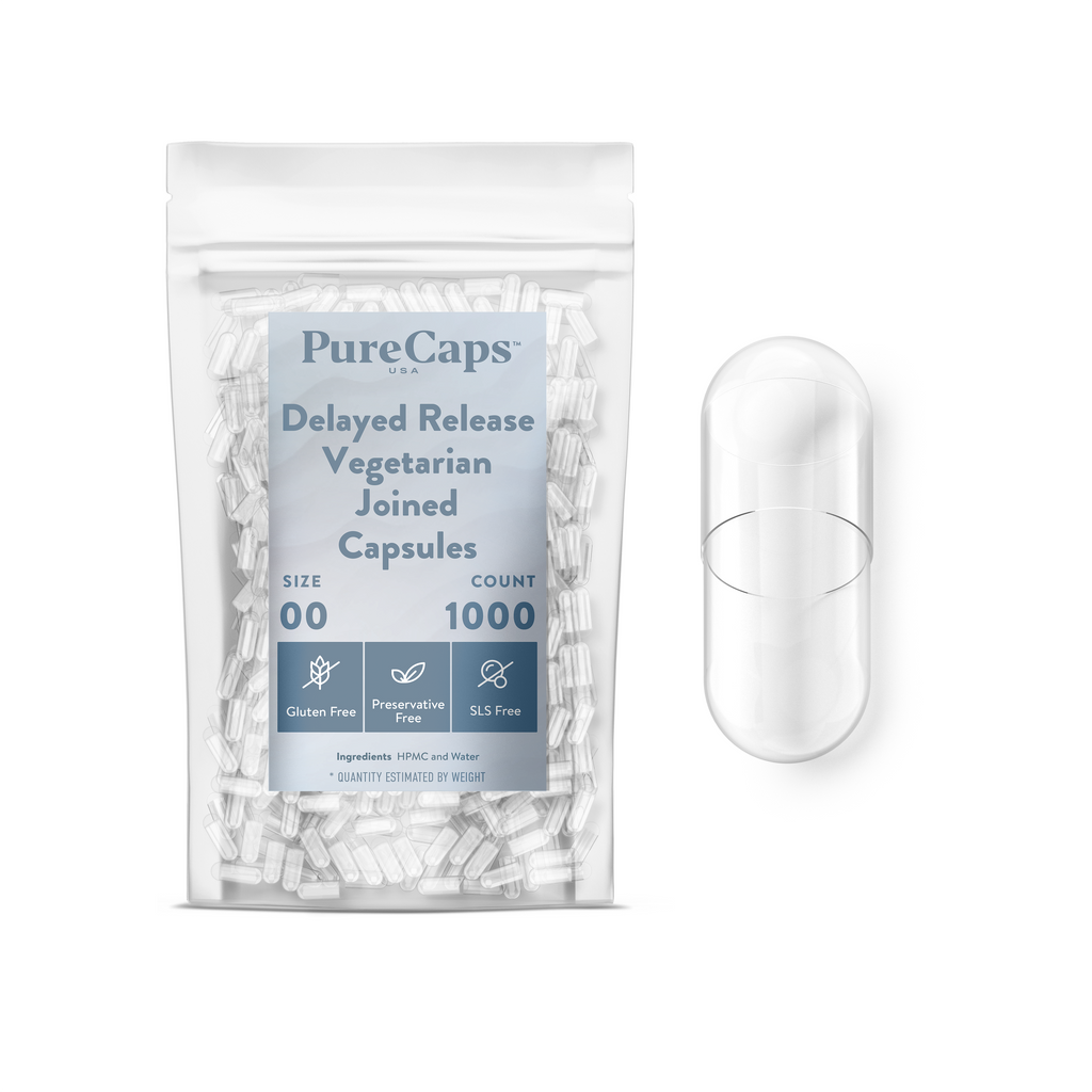 Size 00 Joined Clear Delayed Release Vegetarian Capsules