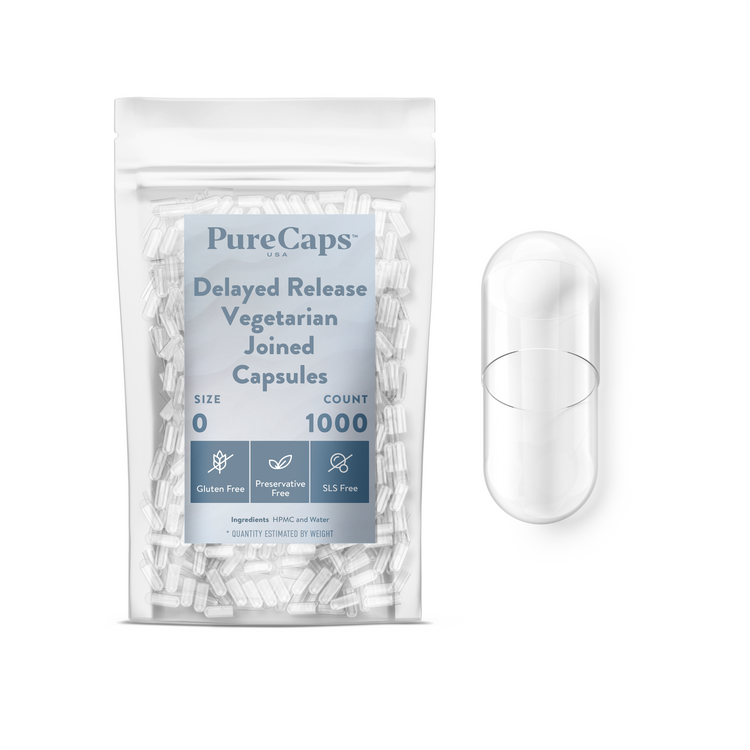 Size 0 Joined Clear Delayed Release Vegetarian Capsules