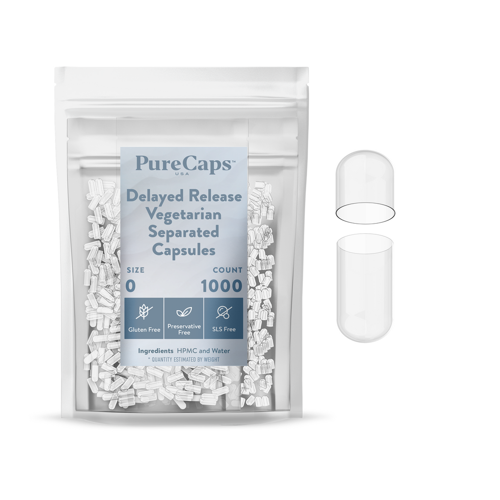Size 0 Separated Clear Delayed Release Vegetarian Capsules