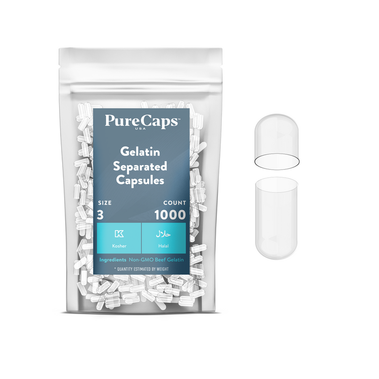 Size 3 Separated Clear Gelatin Capsules