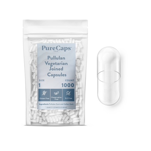 Size 1 Joined Clear Pullulan Capsules