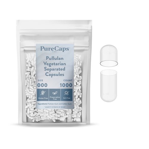 Size 000 Separated Clear Pullulan Capsules (Carton)