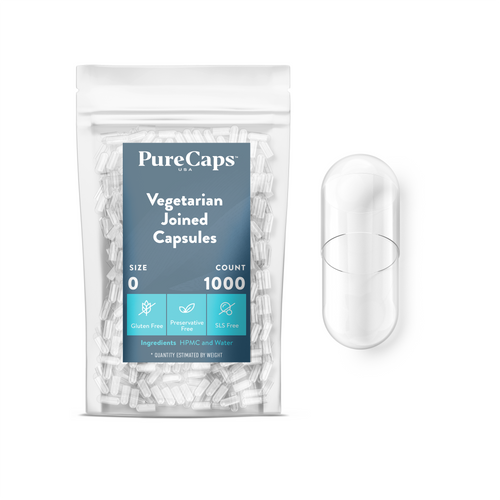 Size 0 Joined Clear Vegetarian Capsules